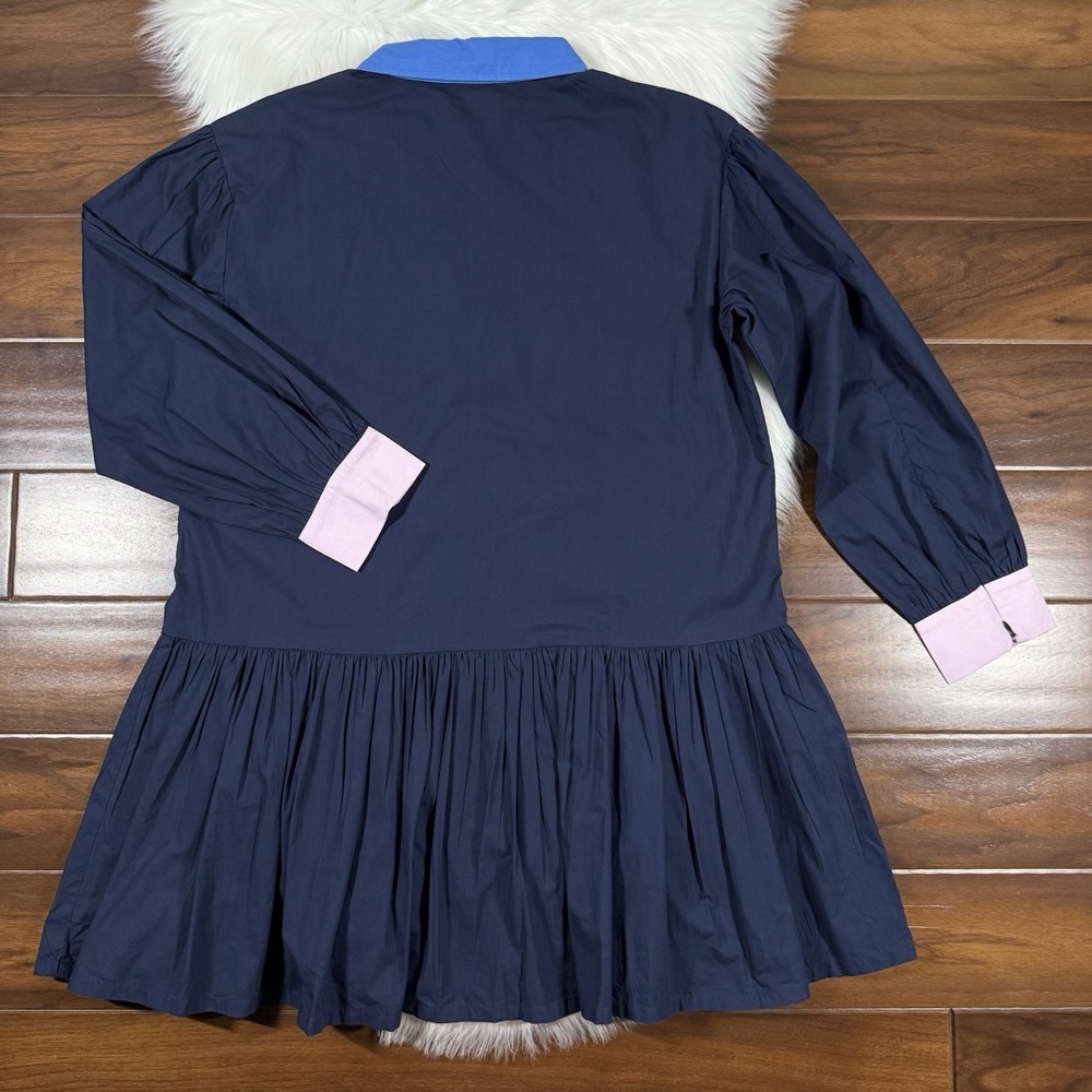 Addison‎ Bay Women's Size XL Navy Blue Collared Poplin Lane Shirt Dress - Picture 9 of 12